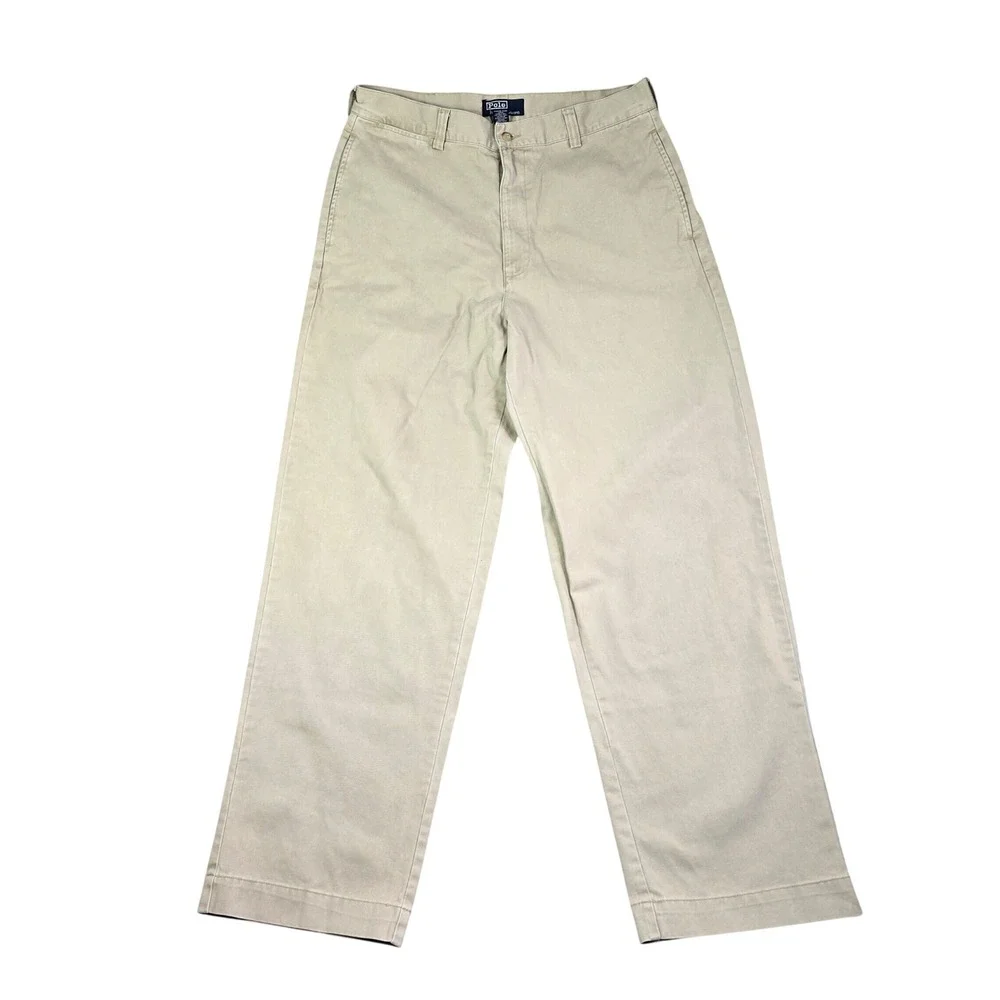 Y2K Polo Ralph Lauren Chino Pants Mens 34x30 Khaki Tan Cotton Twill Straight Leg